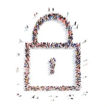 People in the shape of lock Stock Illustration