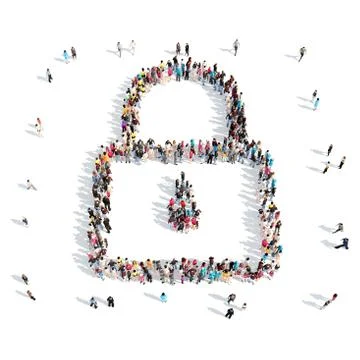 People in the shape of lock Stock Illustration