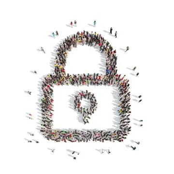 People in the shape of lock Stock Illustration