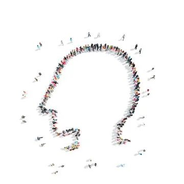People in the shape of a man's head Stock Illustration