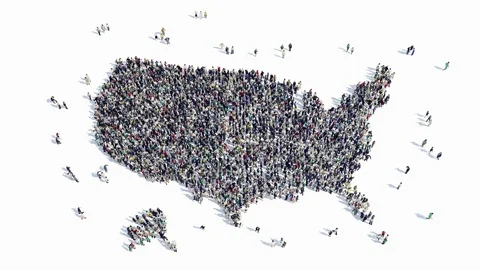 People shape of a map of America Stock Footage 78512697