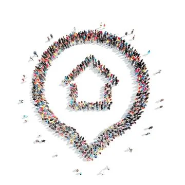 People in the shape of a map pointer Stock Illustration