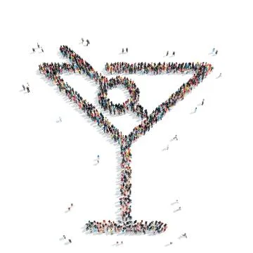 People in the shape of  martini. Stock Illustration