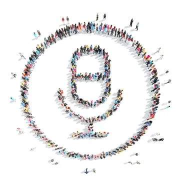 People in the shape of a microphone Stock Illustration