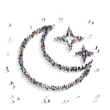People  shape  moon Islam Ilustração Stock