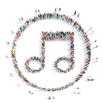 People in the shape of a note Stock Illustration