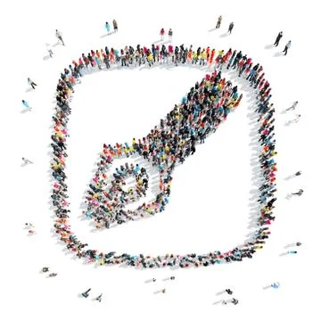 People in the shape of a pen. Stock Illustration