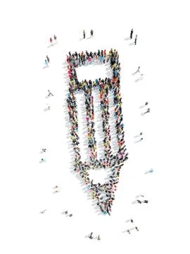 People in the shape of a pencil. Stock Illustration