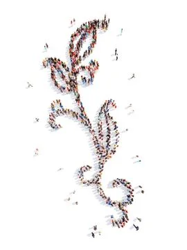 People in the shape of plants pattern Stock Illustration