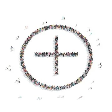 People in the shape of a plus Stock Illustration