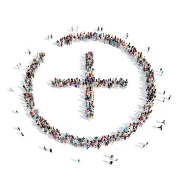 People in the shape of a plus sign Stock Illustration