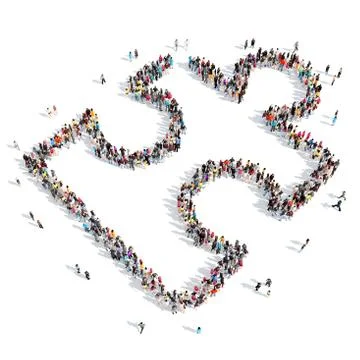 People in the shape of a puzzle Stock Illustration