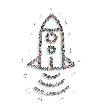 People  shape  rocket icon Stock Illustration