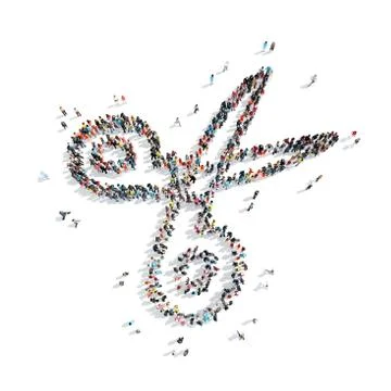 People  shape scissors cartoon Stock Illustration