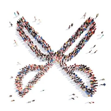 People in the shape of scissors Stock Illustration