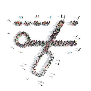 People in the shape of scissors Stock Illustration