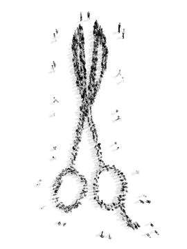 People in the shape of scissors. Stock Illustration