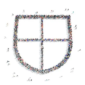 People  shape  shield icon Stock Illustration