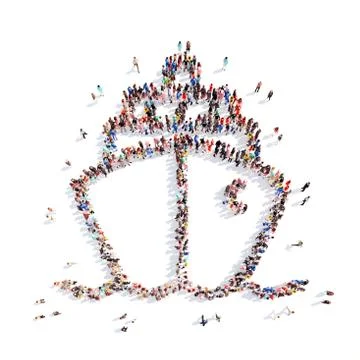 People in the shape of a ship Stock Illustration