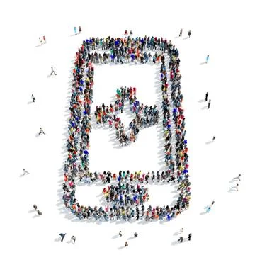 People shape smartphone icon Stock Illustration