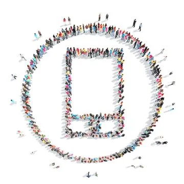People in the shape of a smartphone Stock Illustration
