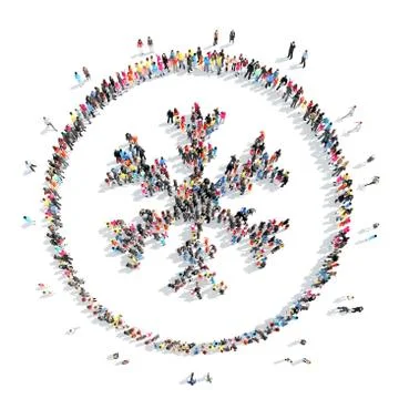 People in the shape of snowflakes. Stock Illustration