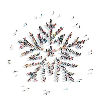People in the shape of snowflakes. Stock Illustration