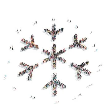 People in the shape of snowflakes. Stock Illustration