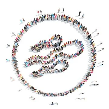 People in the shape of sperm. Stock Illustration