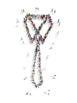 People in the shape of a tie. Stock Illustration