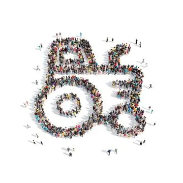 People in the shape of  tractor Stock Illustration