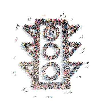 People in the shape of a traffic light Stock Illustration