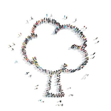 People shape  tree cartoon Stock Illustration