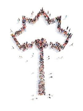 People in the shape of a tree Stock Illustration