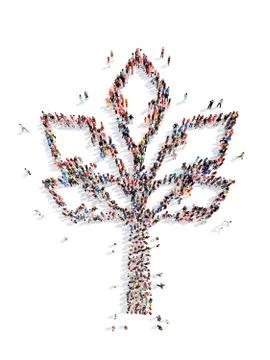 People in the shape of a tree Stock Illustration