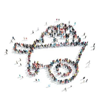 People shape  trolley building Stock Illustration
