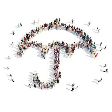 People in the shape of an umbrella Stock Illustration