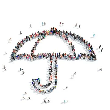 People  shape umbrella Stock Illustration