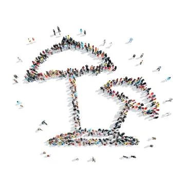 People  shape  umbrellas vacation Stock Illustration