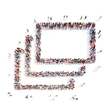 People in the shape of windows open on your computer Stock Illustration