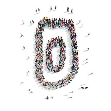 People in the shape of a zero figure, cartoon Stock Illustration