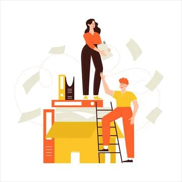 People share documents Stock Illustration