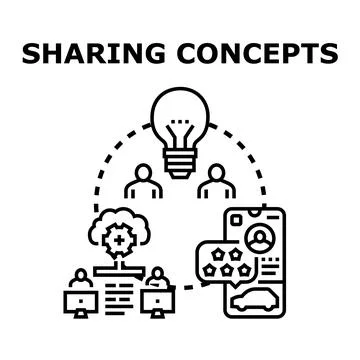 People sharing creative ideas and online concepts Stock Illustration