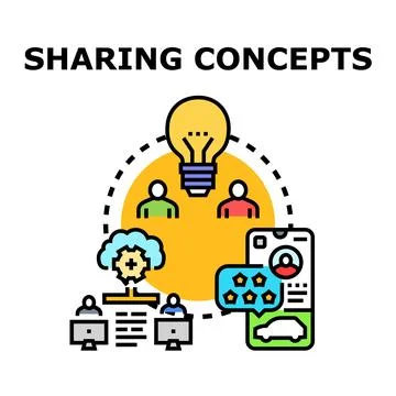 People sharing creative ideas and online concepts Stock Illustration