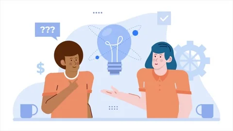 People sharing idea and solution concept illustration business animated video 库存影片 281806308
