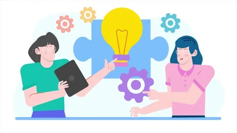 People sharing idea and solution problem solving concept illustration business Stock Footage 283613854
