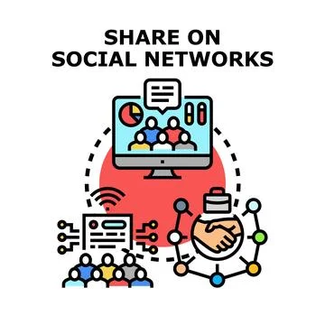 People sharing information and collaborating using social networks Stock Illustration