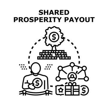 People sharing prosperity wealth dividend payout Stock Illustration