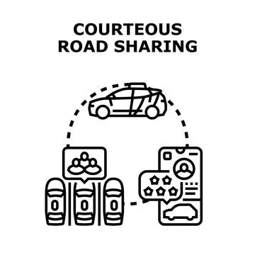 People sharing a ride through mobile app service Stock Illustration