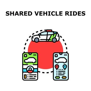 People sharing vehicle rides using mobile booking application イラスト素材